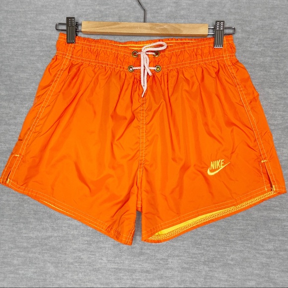 Nike Other - Vintage 1970s 80s Mens Shorts Made USA Orange Nylon Board Tie Waist Medium M